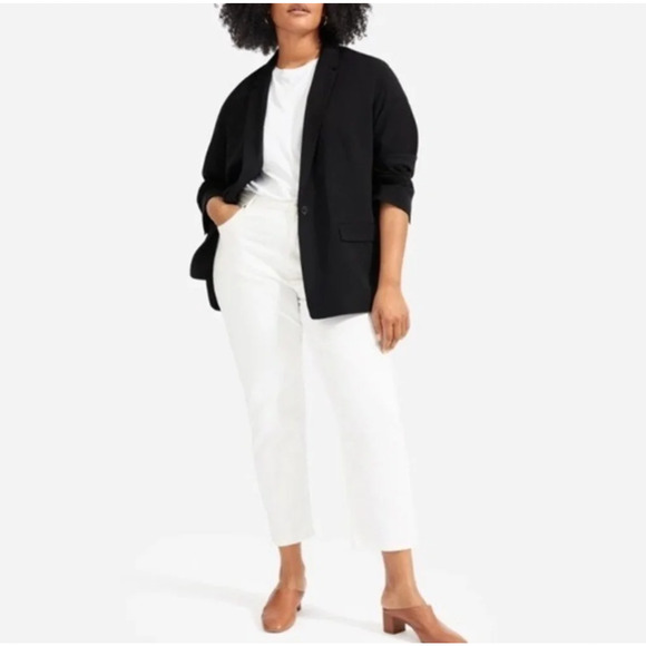 Everlane Womens The Easy Blazer Size 00 Black One Button NWT $128 - Picture 2 of 10